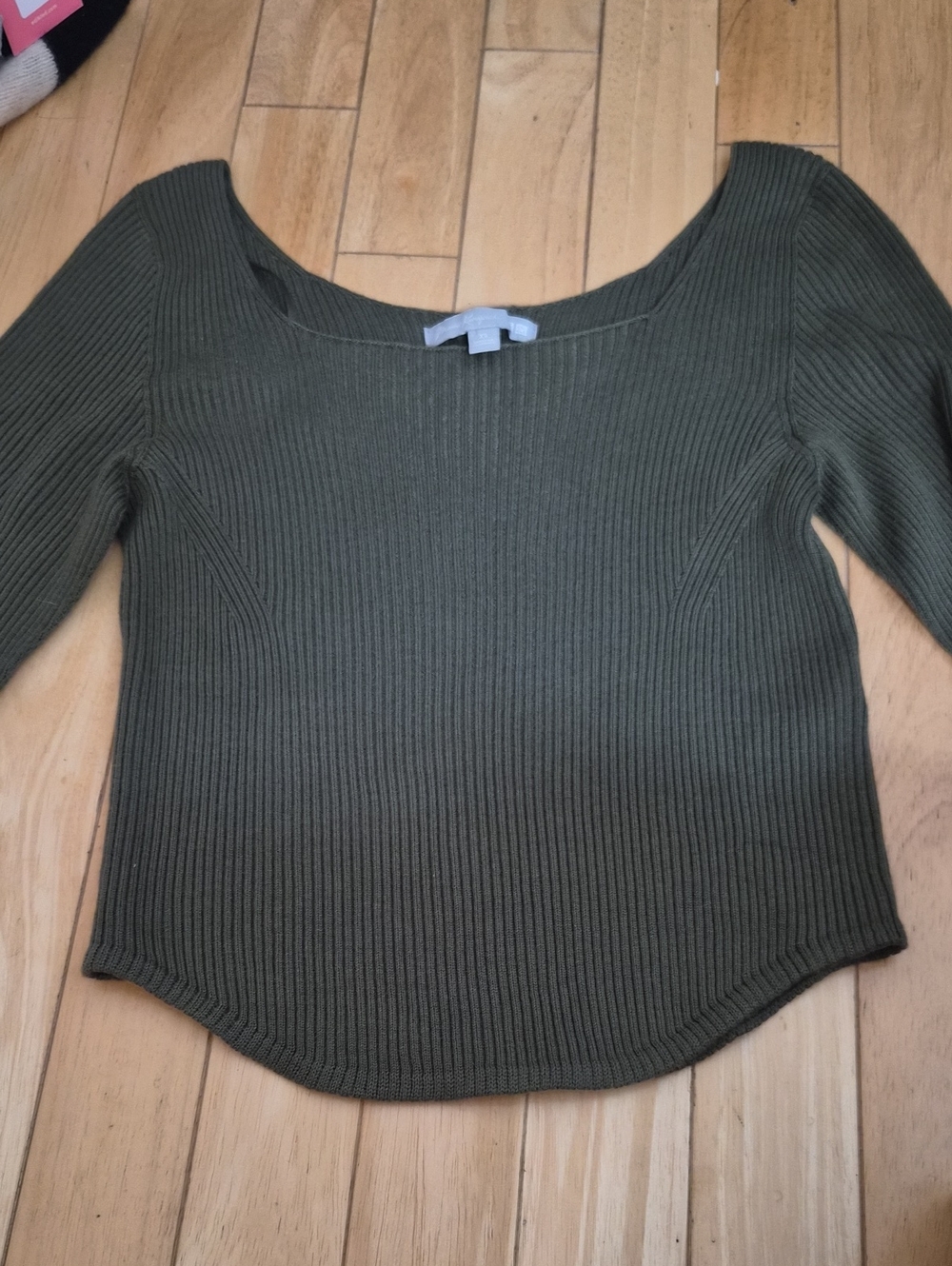 Uniqlo Olive Green Ribbed Scoop-Neck Sweater